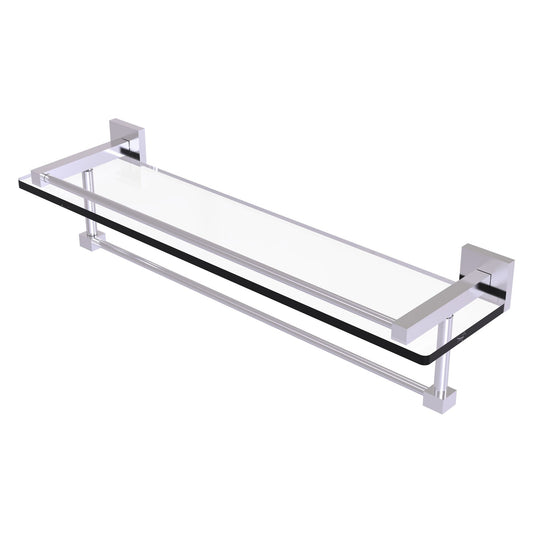 Allied Brass Montero 22" x 5.7" Satin Chrome Solid Brass Gallery Glass Shelf With Towel Bar