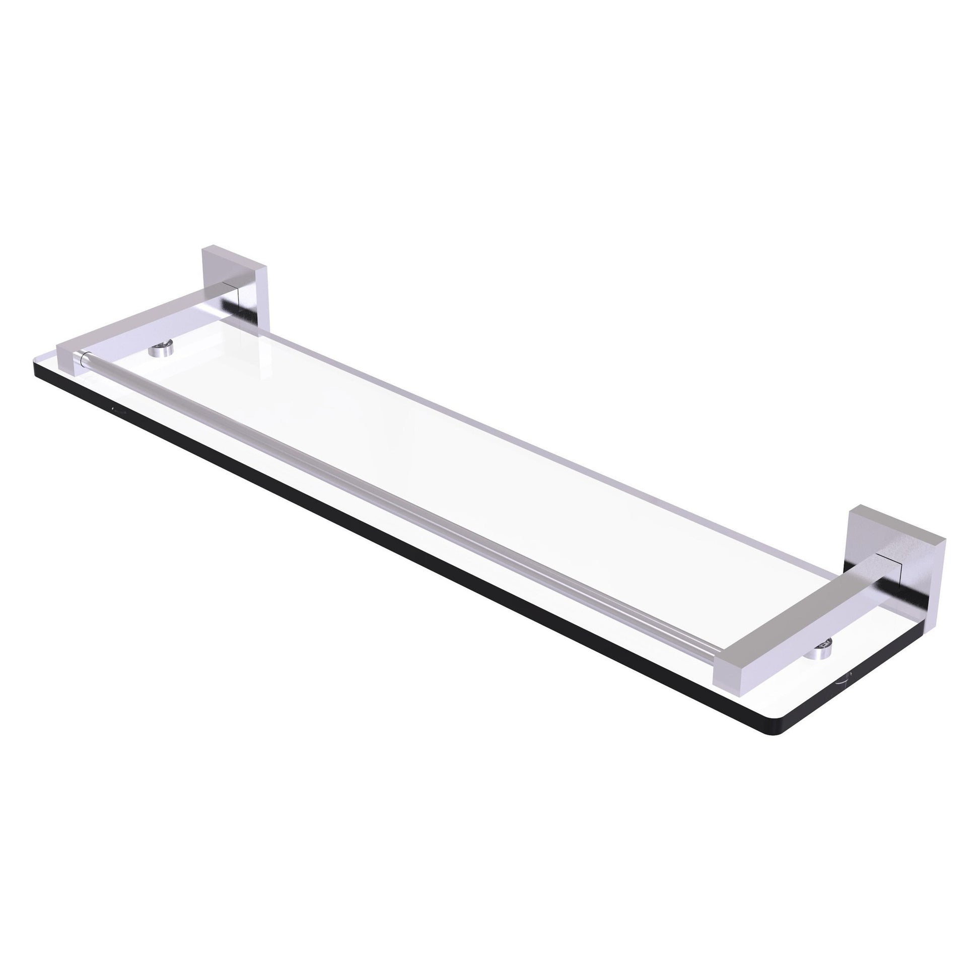 Allied Brass Montero 22" x 5.7" Satin Chrome Solid Brass Glass Shelf With Gallery Rail