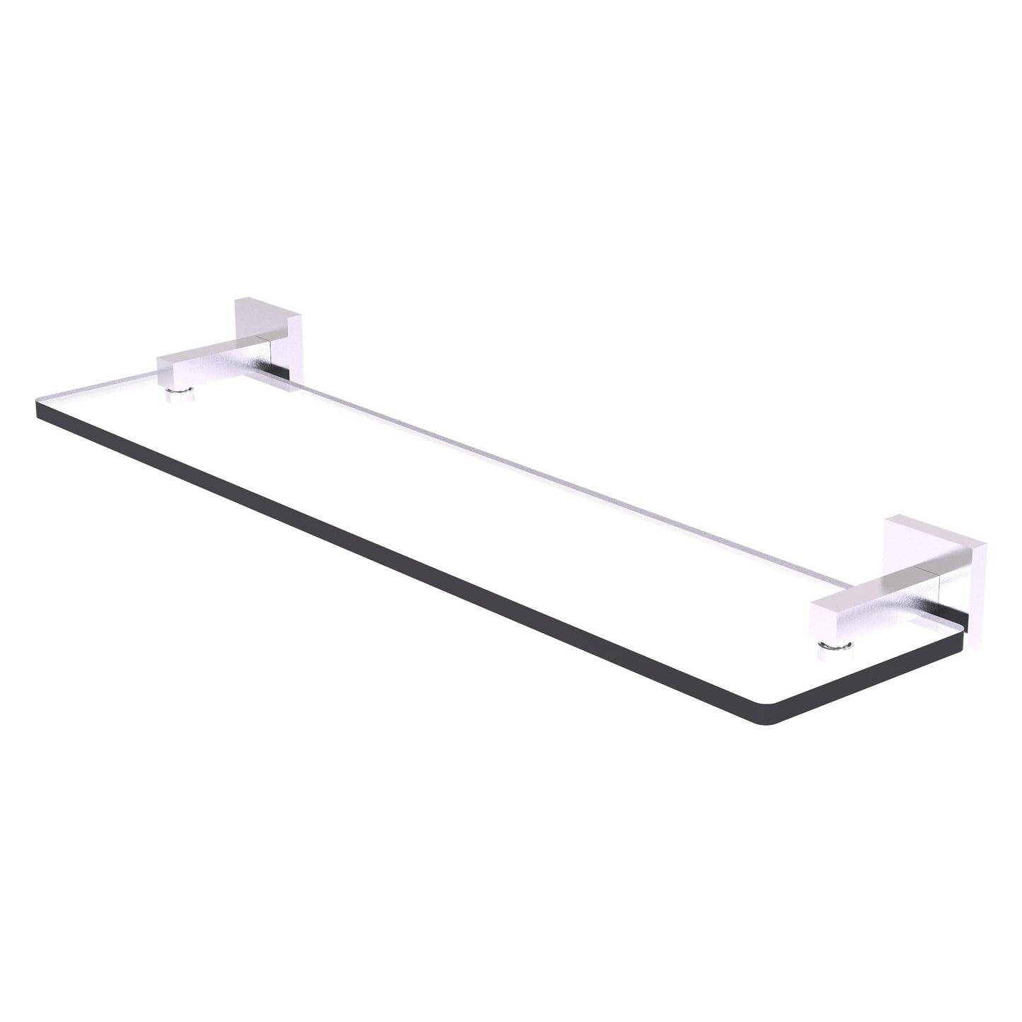 Allied Brass Montero 22" x 5.7" Satin Chrome Solid Brass Glass Vanity Shelf With Beveled Edges