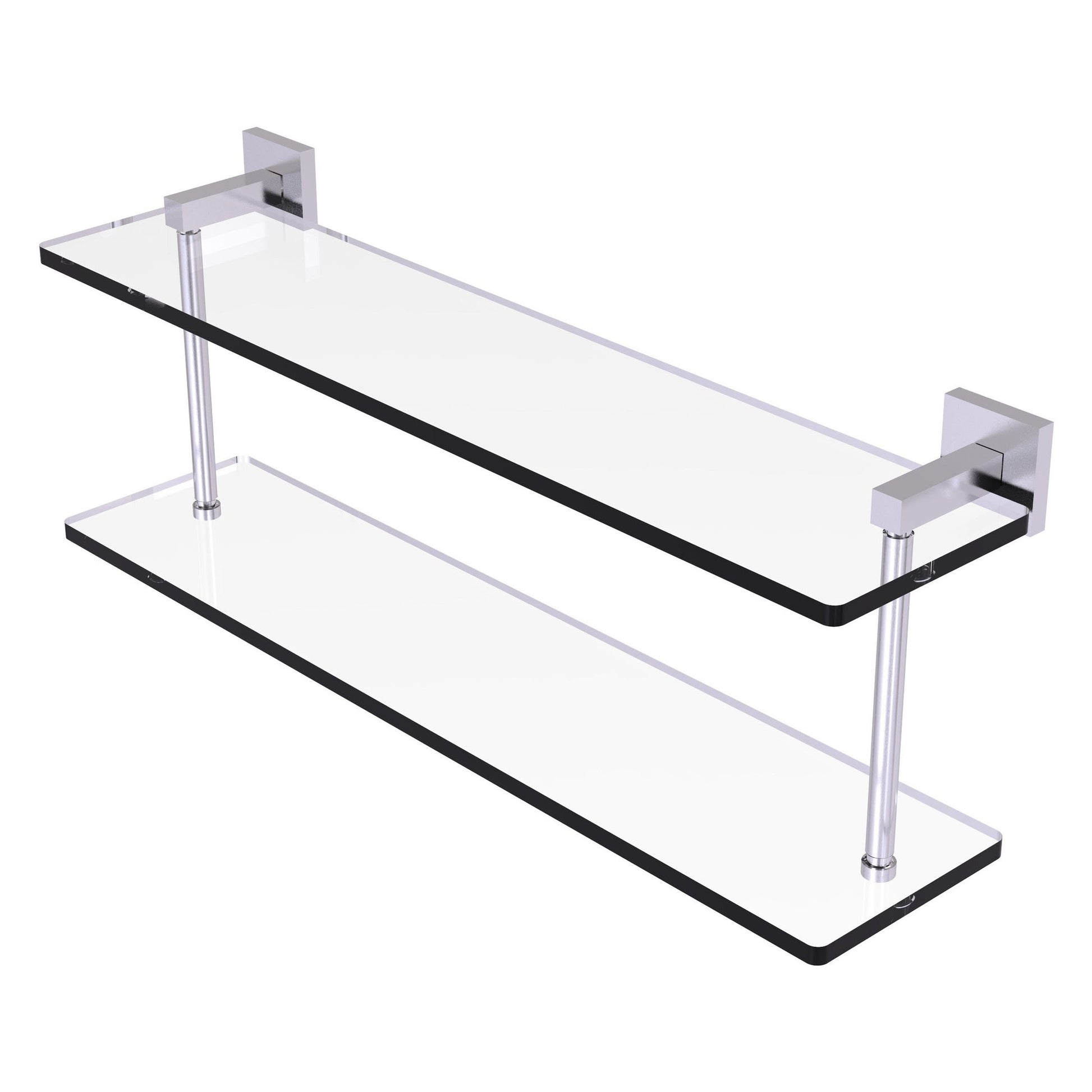 Allied Brass Montero 22" x 5.7" Satin Chrome Solid Brass Two-Tiered Glass Shelf