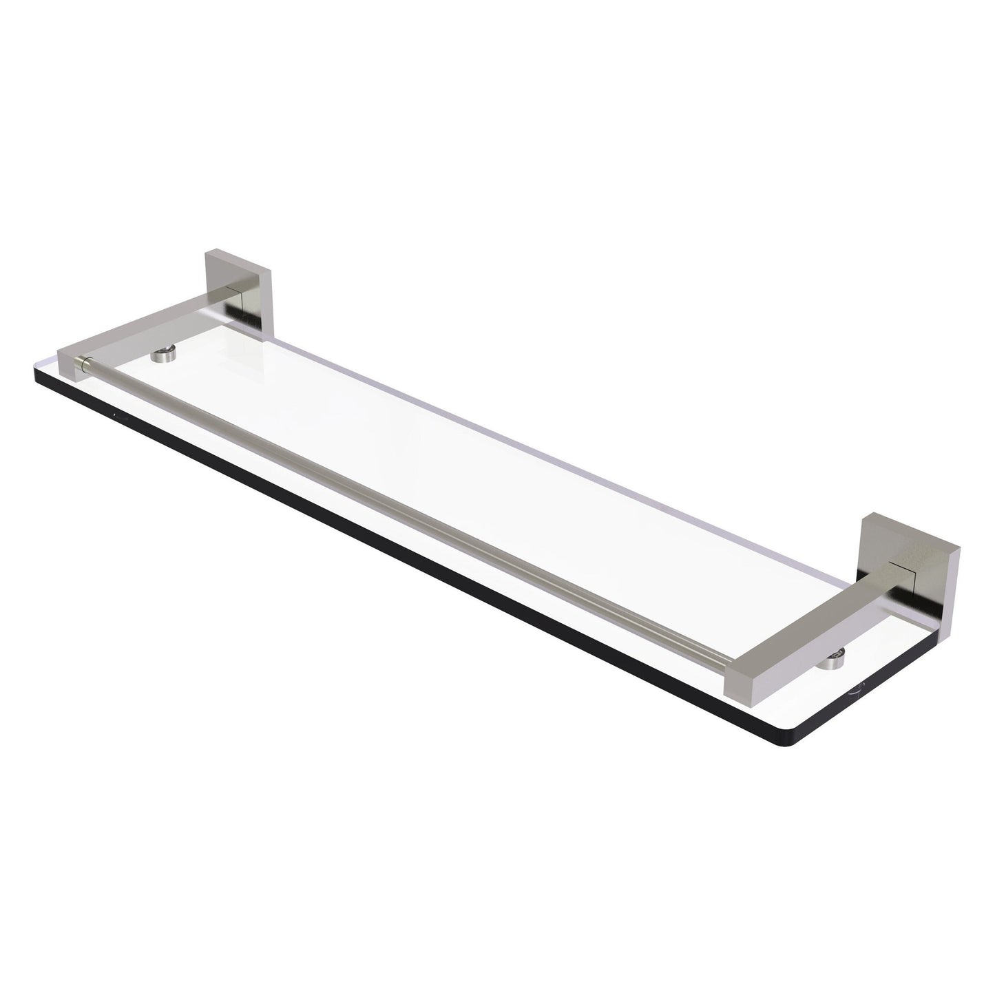 Allied Brass Montero 22" x 5.7" Satin Nickel Solid Brass Glass Shelf With Gallery Rail