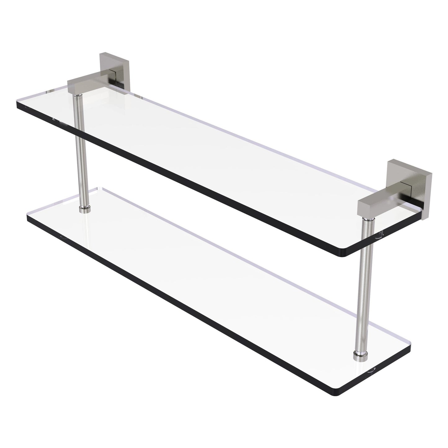 Allied Brass Montero 22" x 5.7" Satin Nickel Solid Brass Two-Tiered Glass Shelf