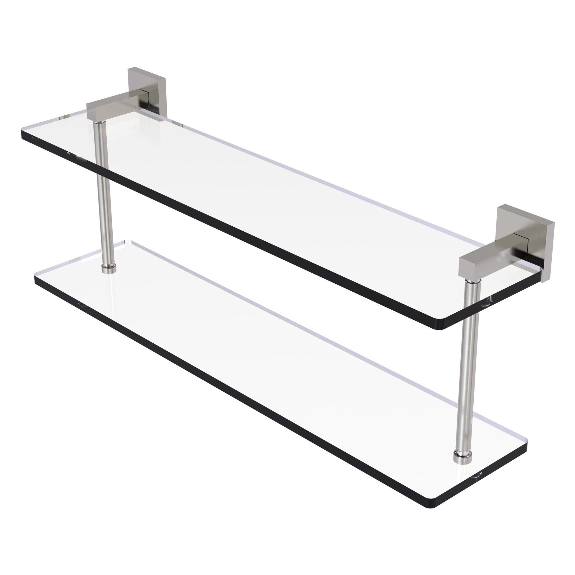 Allied Brass Montero 22" x 5.7" Satin Nickel Solid Brass Two-Tiered Glass Shelf