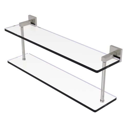 Allied Brass Montero 22" x 5.7" Satin Nickel Solid Brass Two-Tiered Glass Shelf