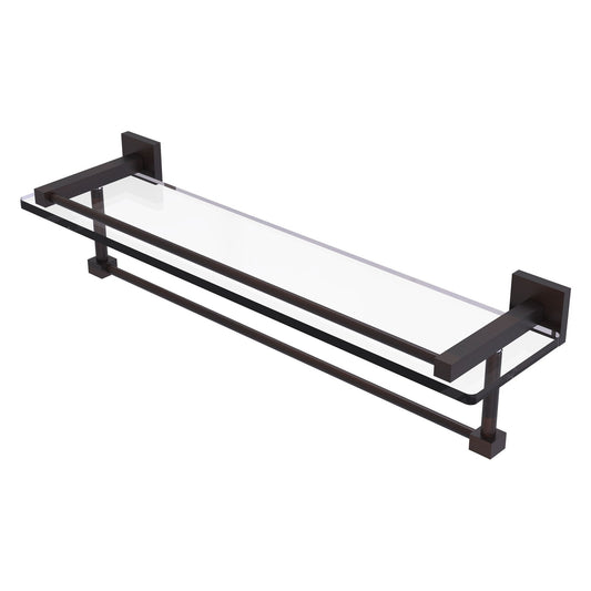 Allied Brass Montero 22" x 5.7" Venetian Bronze Solid Brass Gallery Glass Shelf With Towel Bar