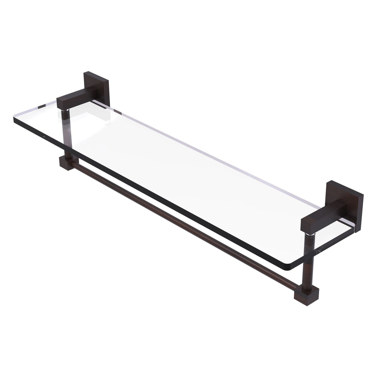 Allied Brass Montero 22" x 5.7" Venetian Bronze Solid Brass Glass Vanity Shelf With Integrated Towel Bar