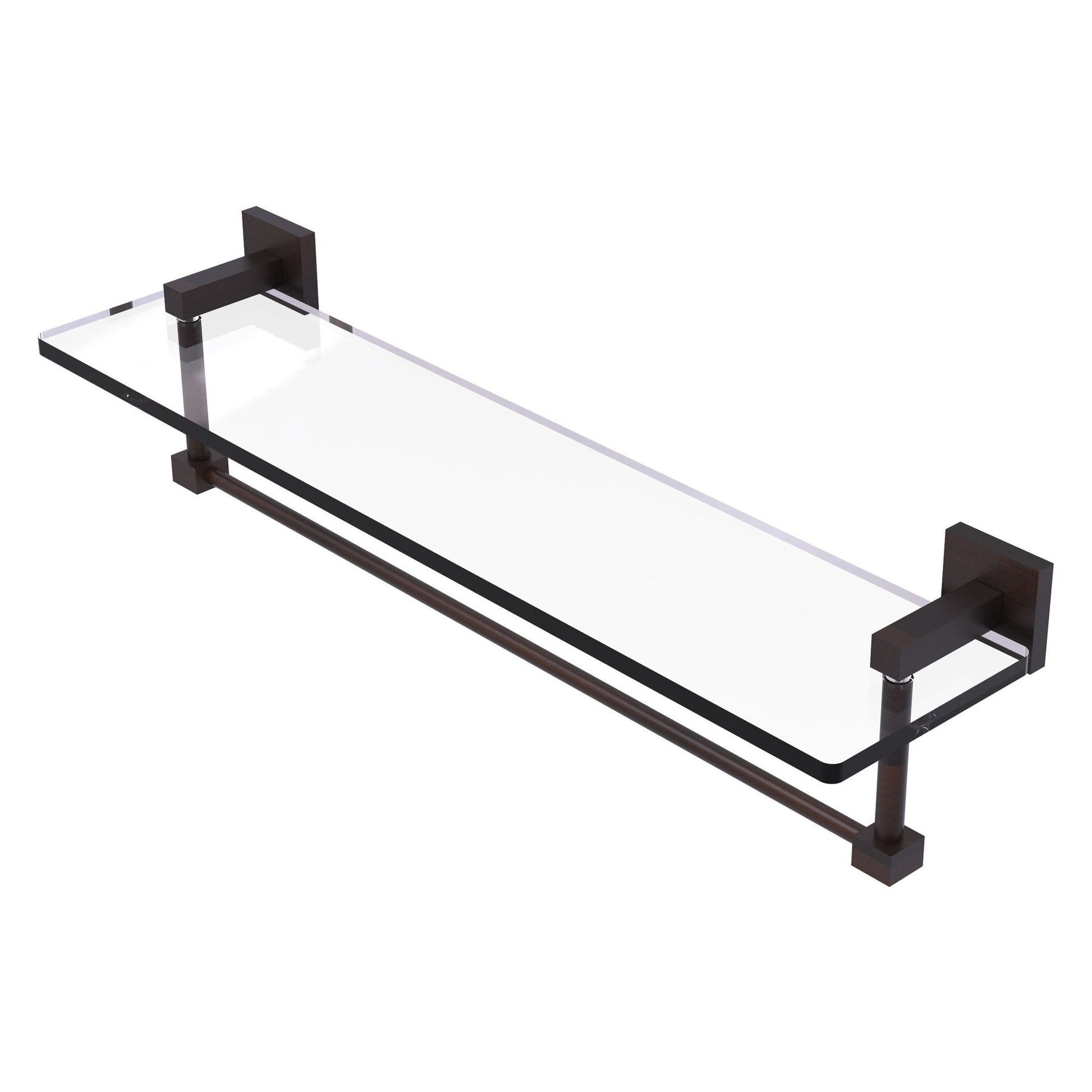 Allied Brass Montero 22" x 5.7" Venetian Bronze Solid Brass Glass Vanity Shelf With Integrated Towel Bar