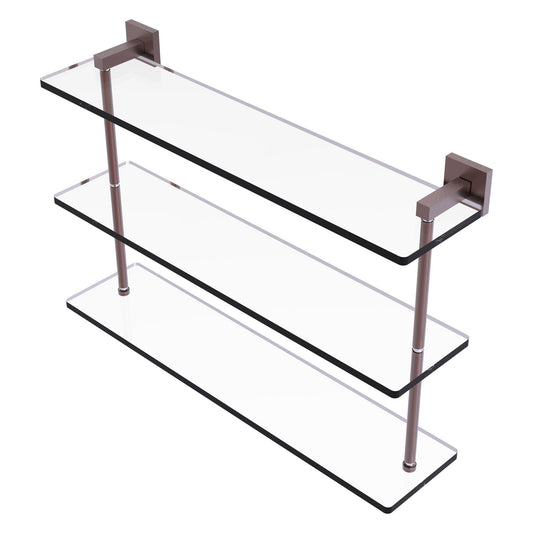 Allied Brass Montero 22" x 6.2" Antique Copper Solid Brass Triple-Tiered Glass Shelf
