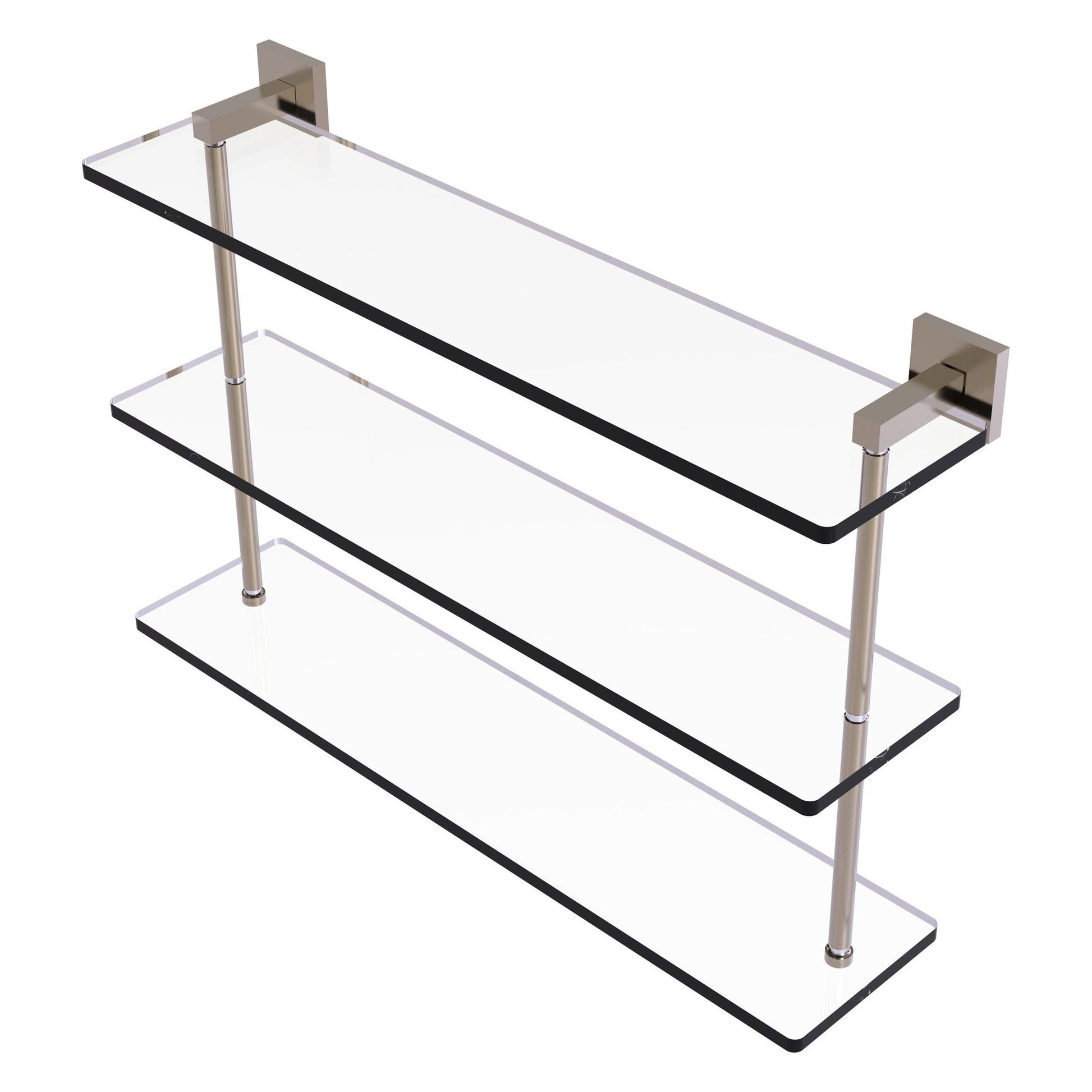 Allied Brass Montero 22" x 6.2" Antique Pewter Solid Brass Triple-Tiered Glass Shelf
