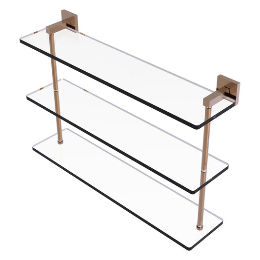 Allied Brass Montero 22" x 6.2" Brushed Bronze Solid Brass Triple-Tiered Glass Shelf