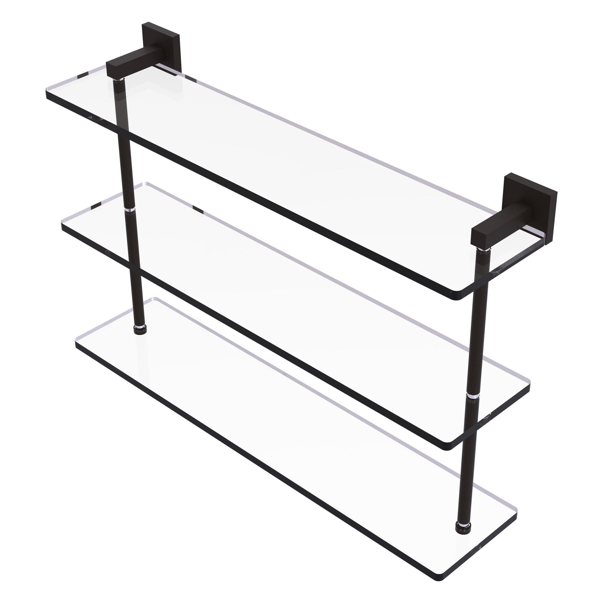 Allied Brass Montero 22" x 6.2" Oil Rubbed Bronze Solid Brass Triple-Tiered Glass Shelf