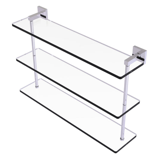 Allied Brass Montero 22" x 6.2" Polished Chrome Solid Brass Triple-Tiered Glass Shelf