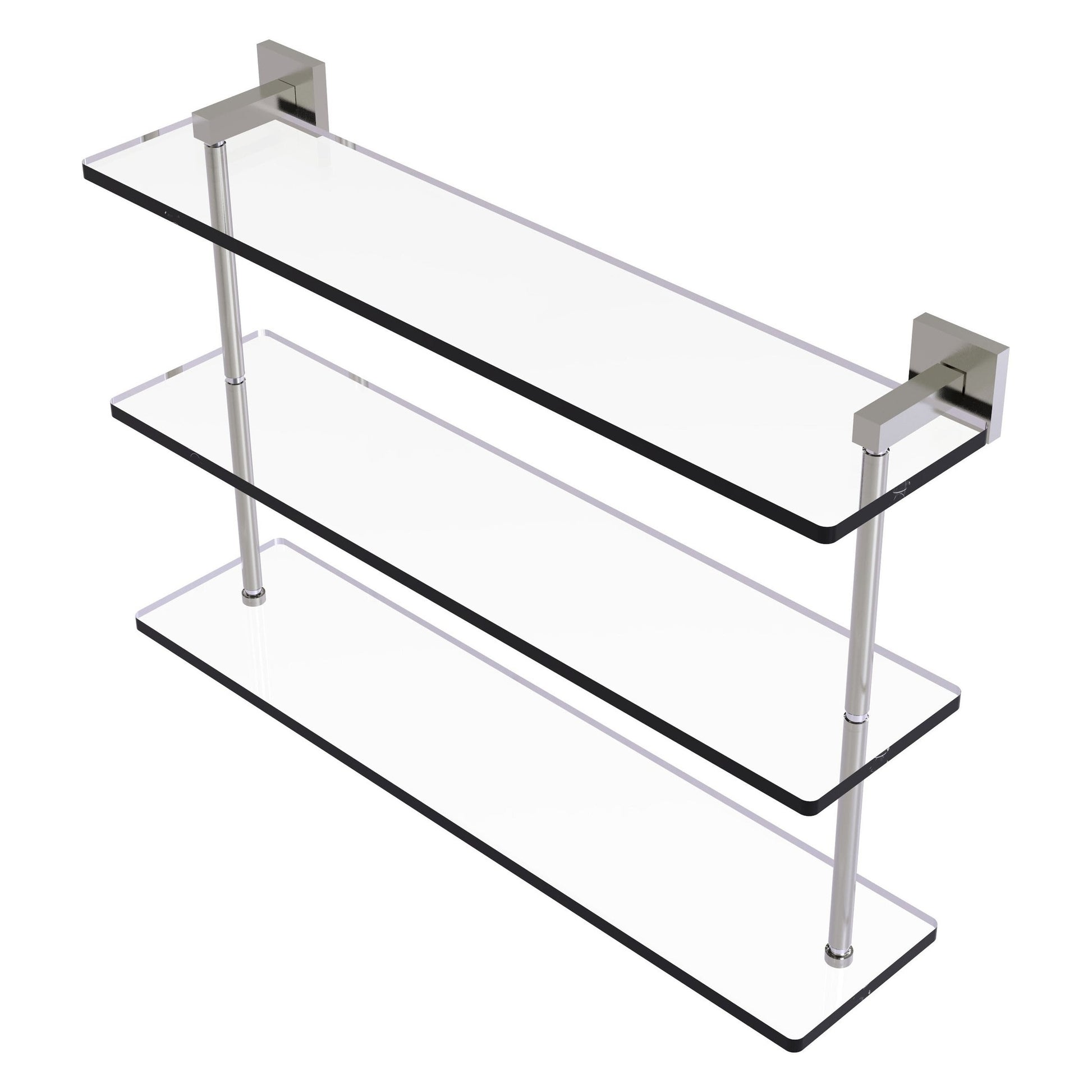 Allied Brass Montero 22" x 6.2" Satin Nickel Solid Brass Triple-Tiered Glass Shelf