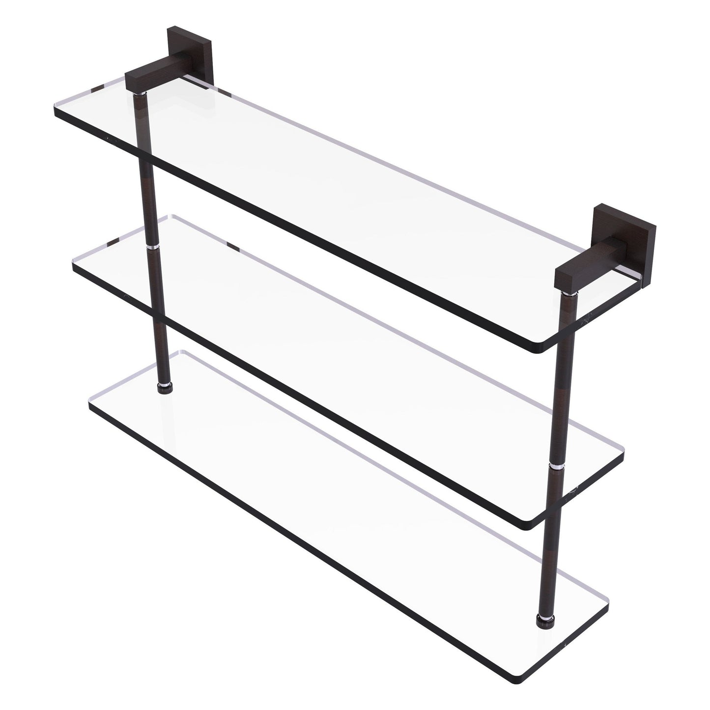 Allied Brass Montero 22" x 6.2" Venetian Bronze Solid Brass Triple-Tiered Glass Shelf