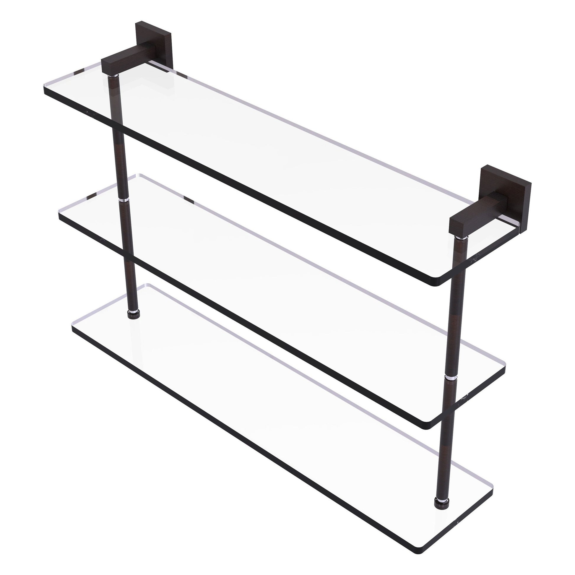 Allied Brass Montero 22" x 6.2" Venetian Bronze Solid Brass Triple-Tiered Glass Shelf