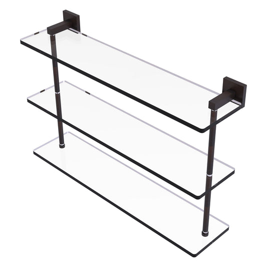 Allied Brass Montero 22" x 6.2" Venetian Bronze Solid Brass Triple-Tiered Glass Shelf