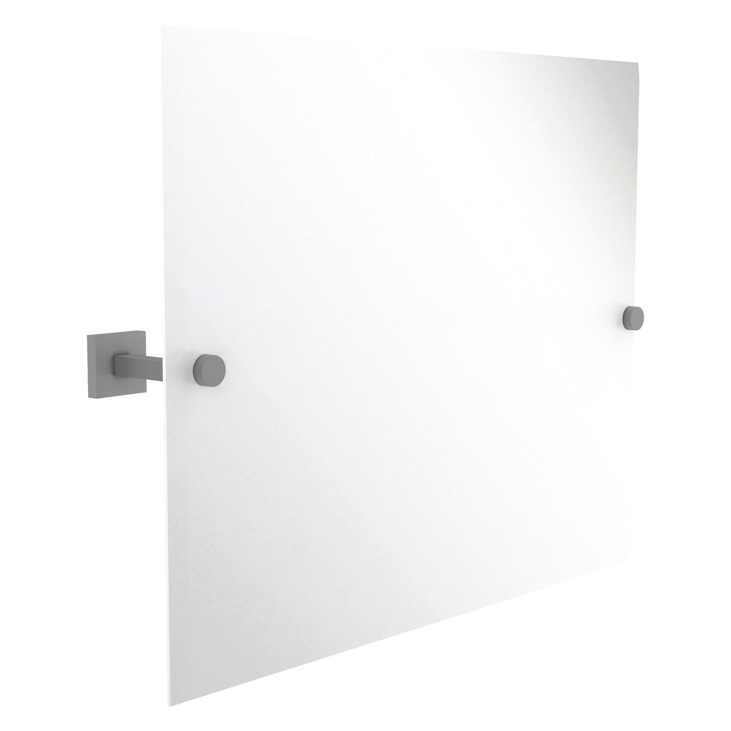 Allied Brass Montero 26" x 3.7" Matte Gray Solid Brass Contemporary Frameless Landscape Rectangular Tilt Mirror With Beveled Edge