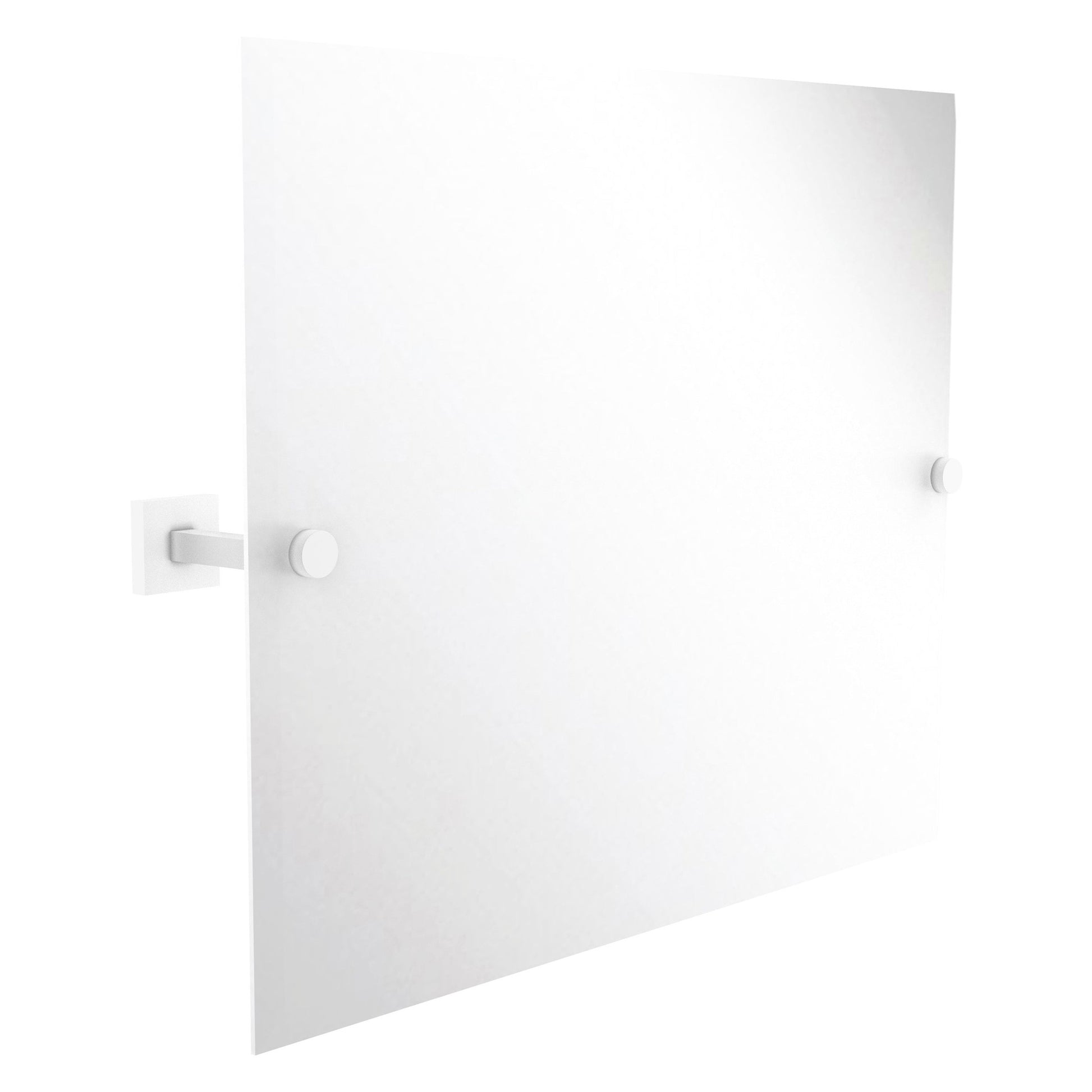 Allied Brass Montero 26" x 3.7" Matte White Solid Brass Contemporary Frameless Landscape Rectangular Tilt Mirror With Beveled Edge