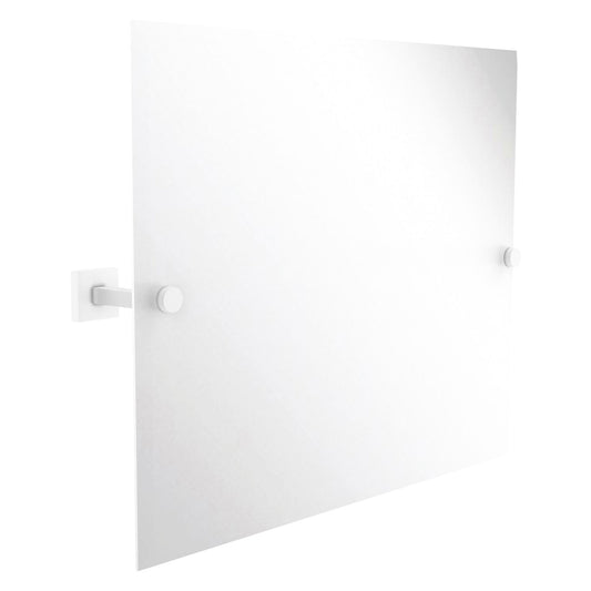 Allied Brass Montero 26" x 3.7" Matte White Solid Brass Contemporary Frameless Landscape Rectangular Tilt Mirror With Beveled Edge