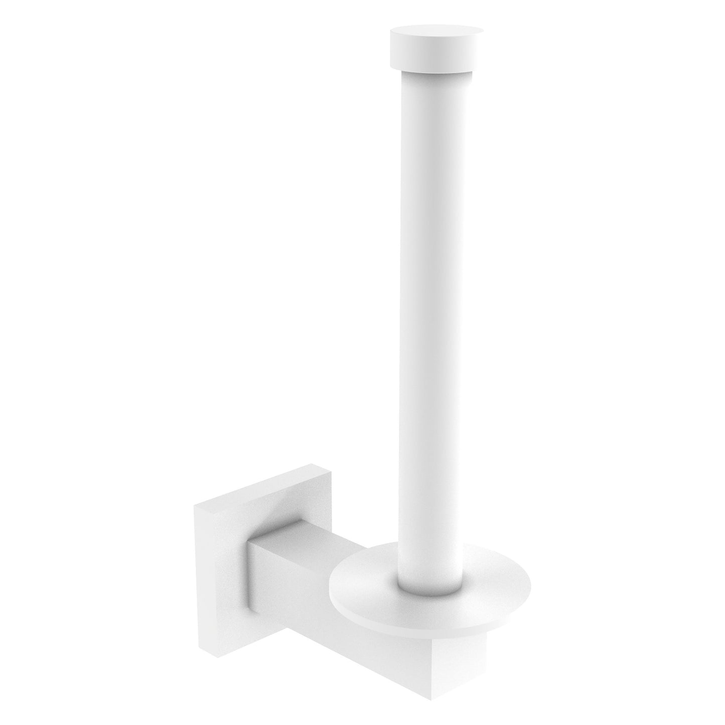 Allied Brass Montero 2.4" x 4.3" Matte White Solid Brass Upright Toilet Tissue Holder and Reserve Roll Holder