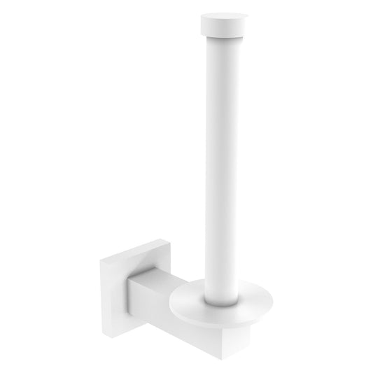 Allied Brass Montero 2.4" x 4.3" Matte White Solid Brass Upright Toilet Tissue Holder and Reserve Roll Holder