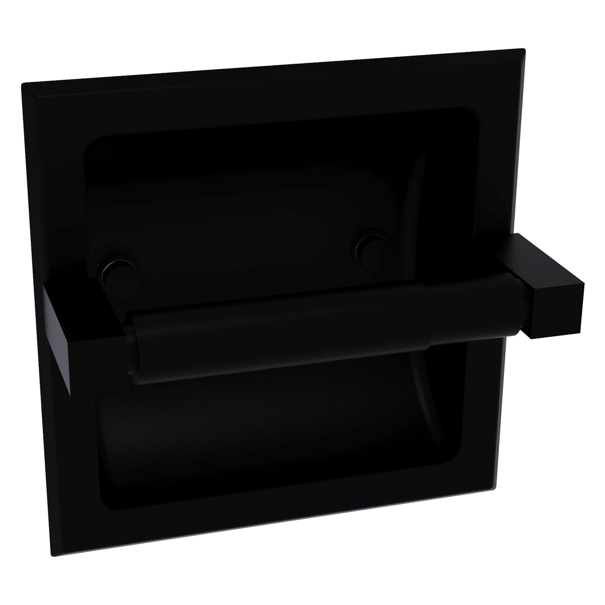 Allied Brass Montero 6.1" x 6.1" Matte Black Solid Brass Recessed Toilet Paper Holder