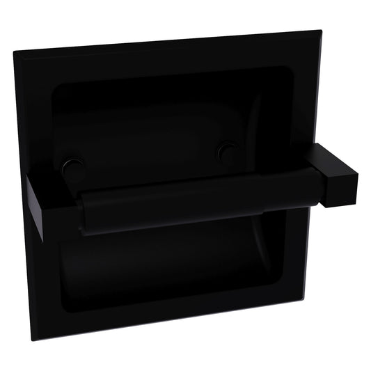 Allied Brass Montero 6.1" x 6.1" Matte Black Solid Brass Recessed Toilet Paper Holder