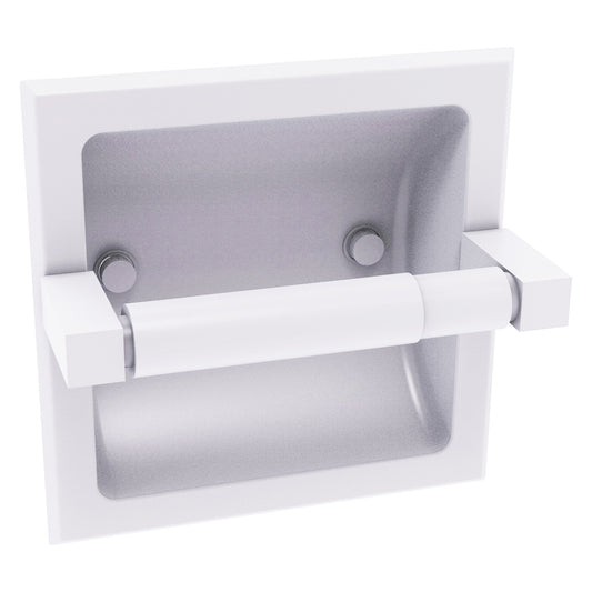 Allied Brass Montero 6.1" x 6.1" Matte White Solid Brass Recessed Toilet Paper Holder