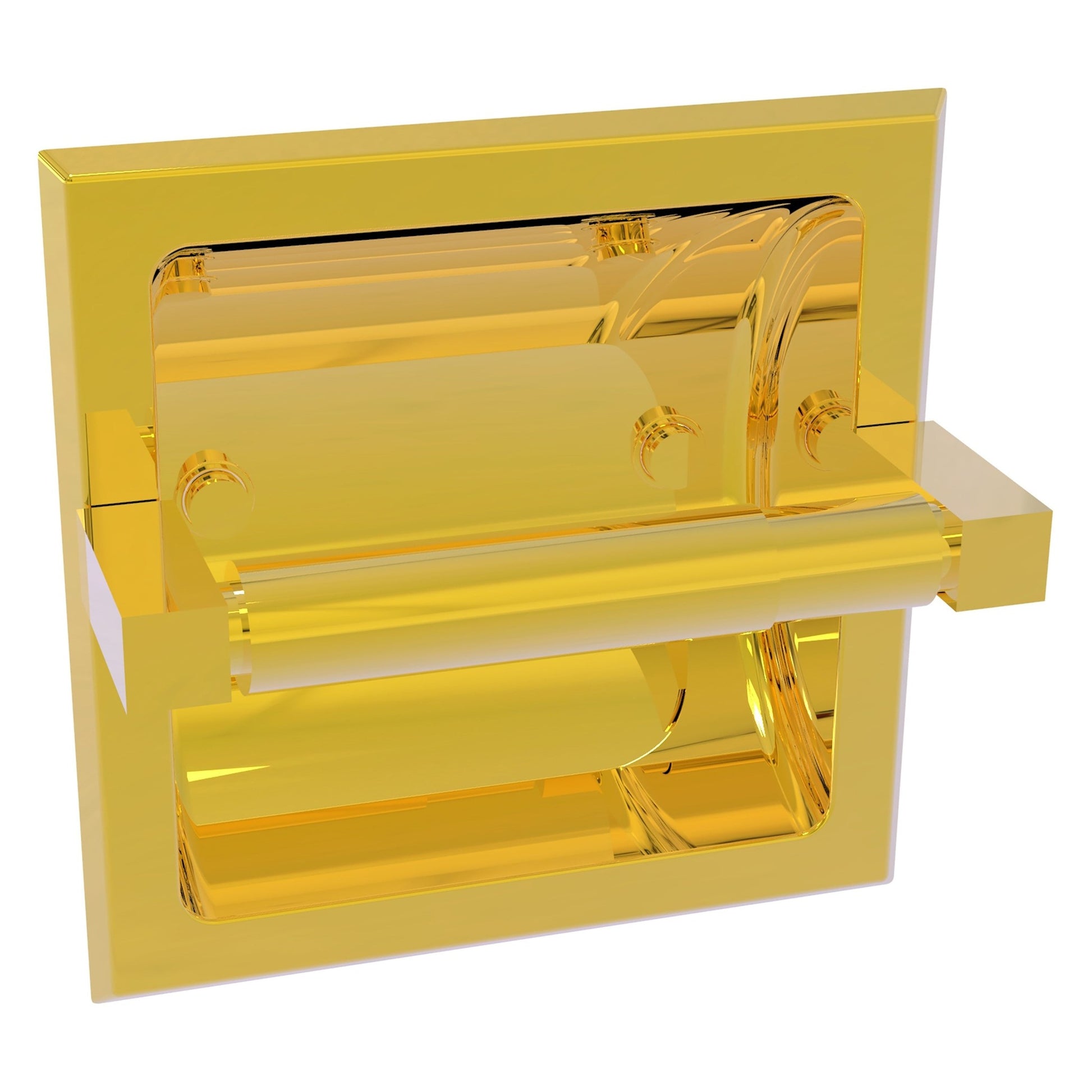 Allied Brass Montero 6.1" x 6.1" Polished Brass Solid Brass Recessed Toilet Paper Holder