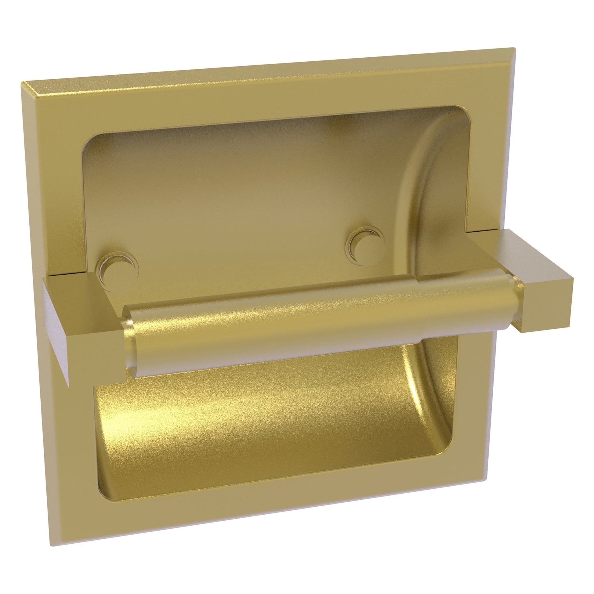 Allied Brass Montero 6.1" x 6.1" Satin Brass Solid Brass Recessed Toilet Paper Holder