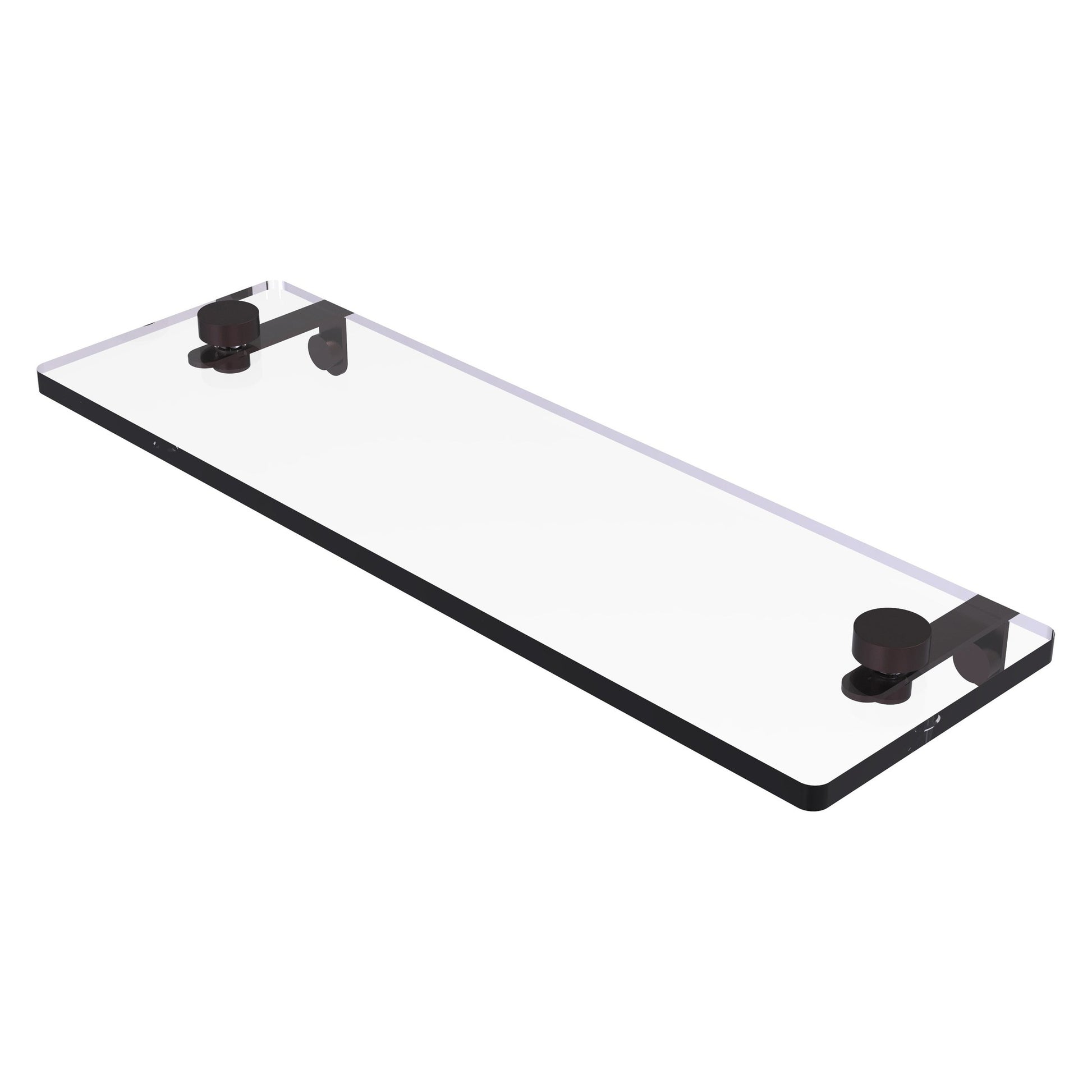 Allied Brass NS-1/16 16" x 5" Antique Bronze Solid Brass Glass Vanity Shelf With Beveled Edges
