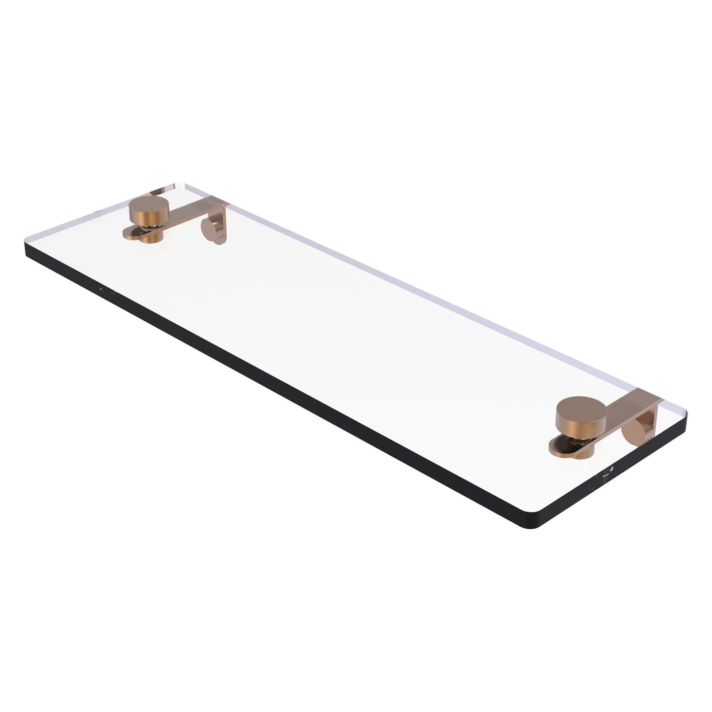 Allied Brass NS-1/16 16" x 5" Brushed Bronze Solid Brass Glass Vanity Shelf With Beveled Edges