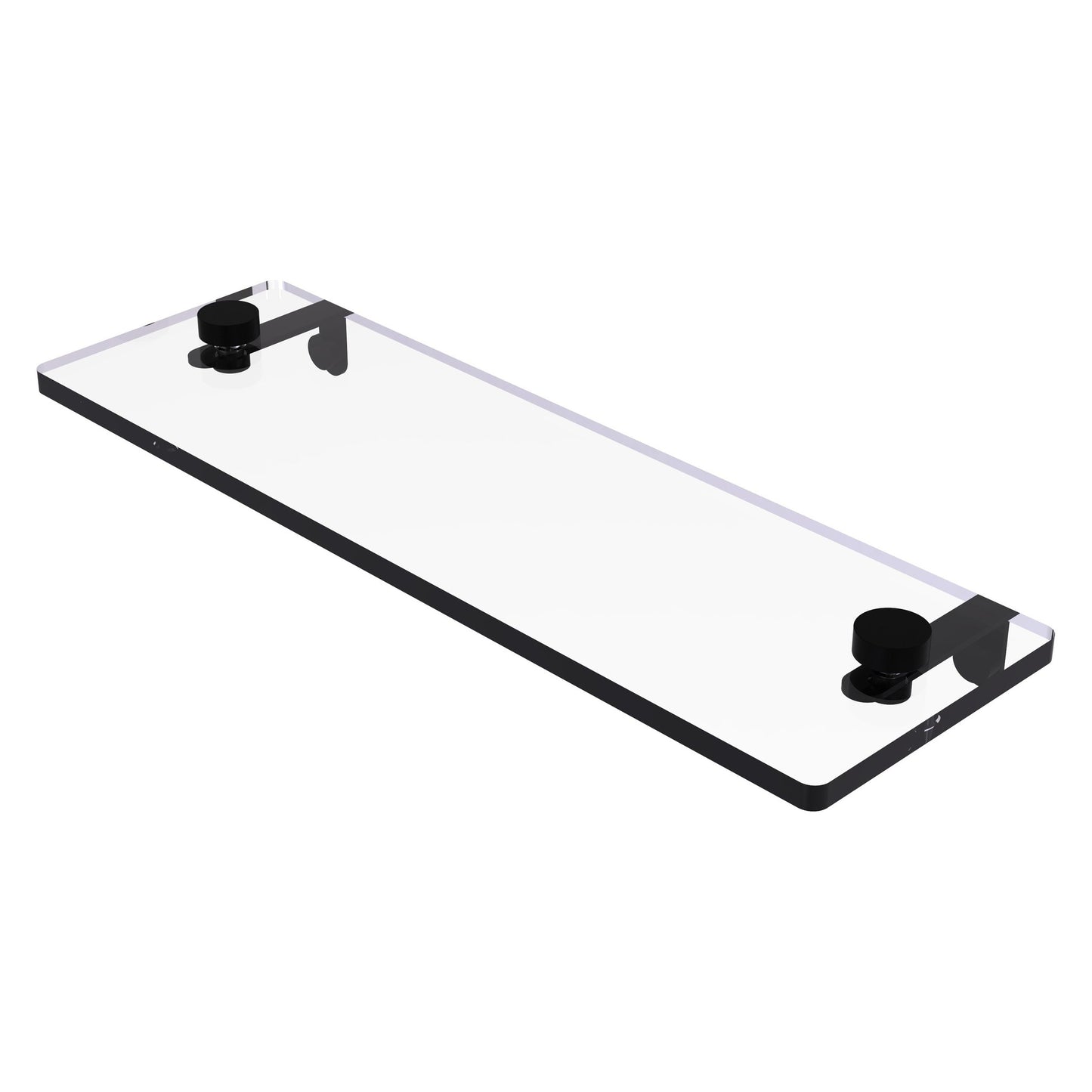 Allied Brass NS-1/16 16" x 5" Matte Black Solid Brass Glass Vanity Shelf With Beveled Edges