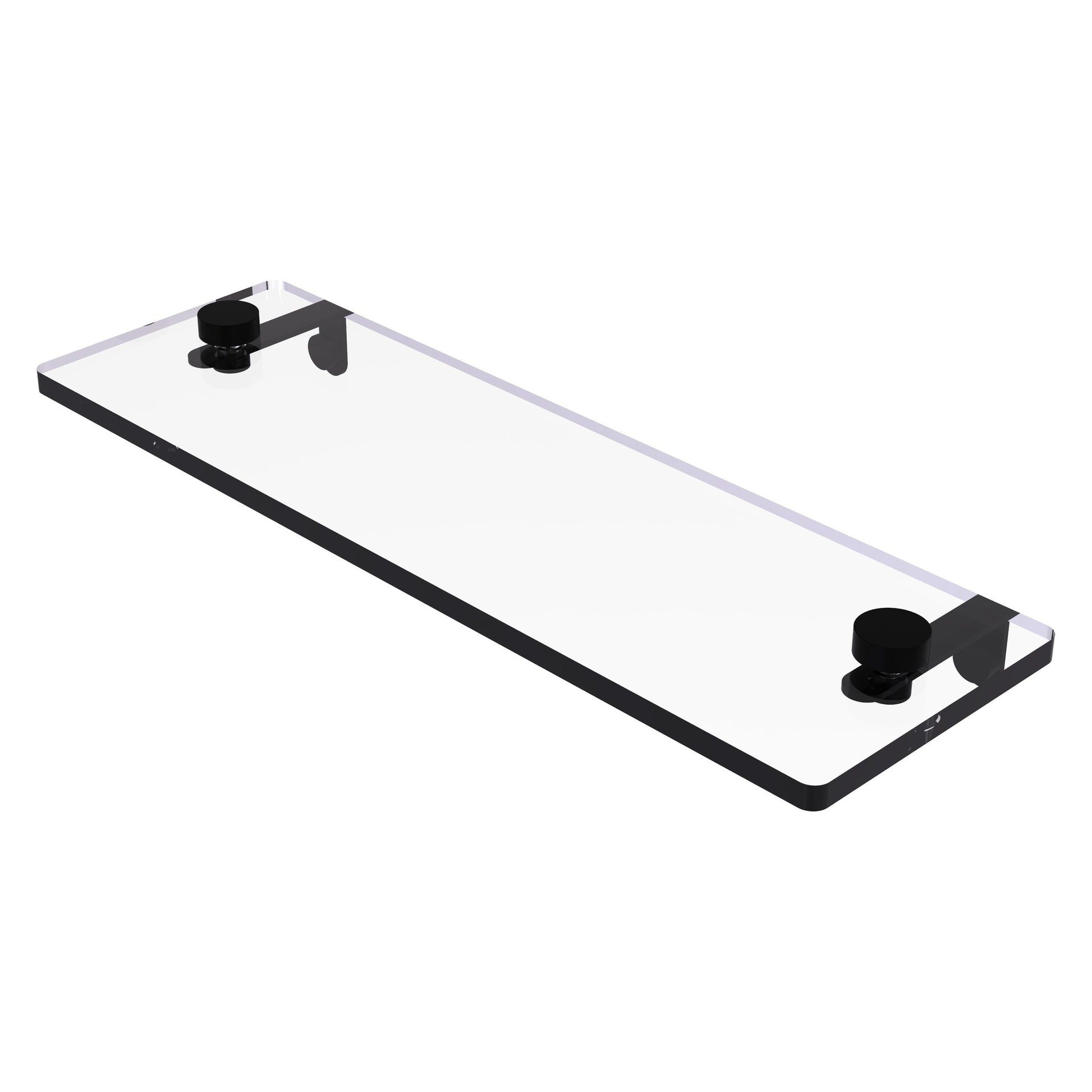 Allied Brass NS-1/16 16" x 5" Matte Black Solid Brass Glass Vanity Shelf With Beveled Edges
