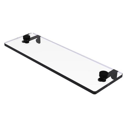 Allied Brass NS-1/16 16" x 5" Matte Black Solid Brass Glass Vanity Shelf With Beveled Edges