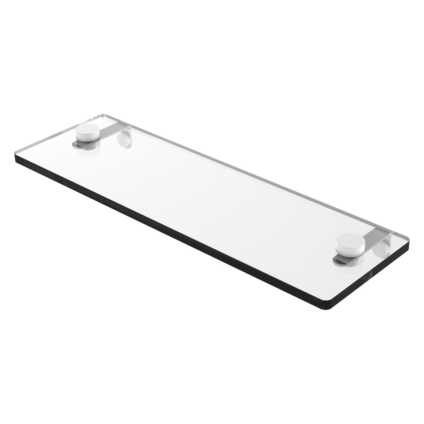Allied Brass NS-1/16 16" x 5" Matte White Solid Brass Glass Vanity Shelf With Beveled Edges