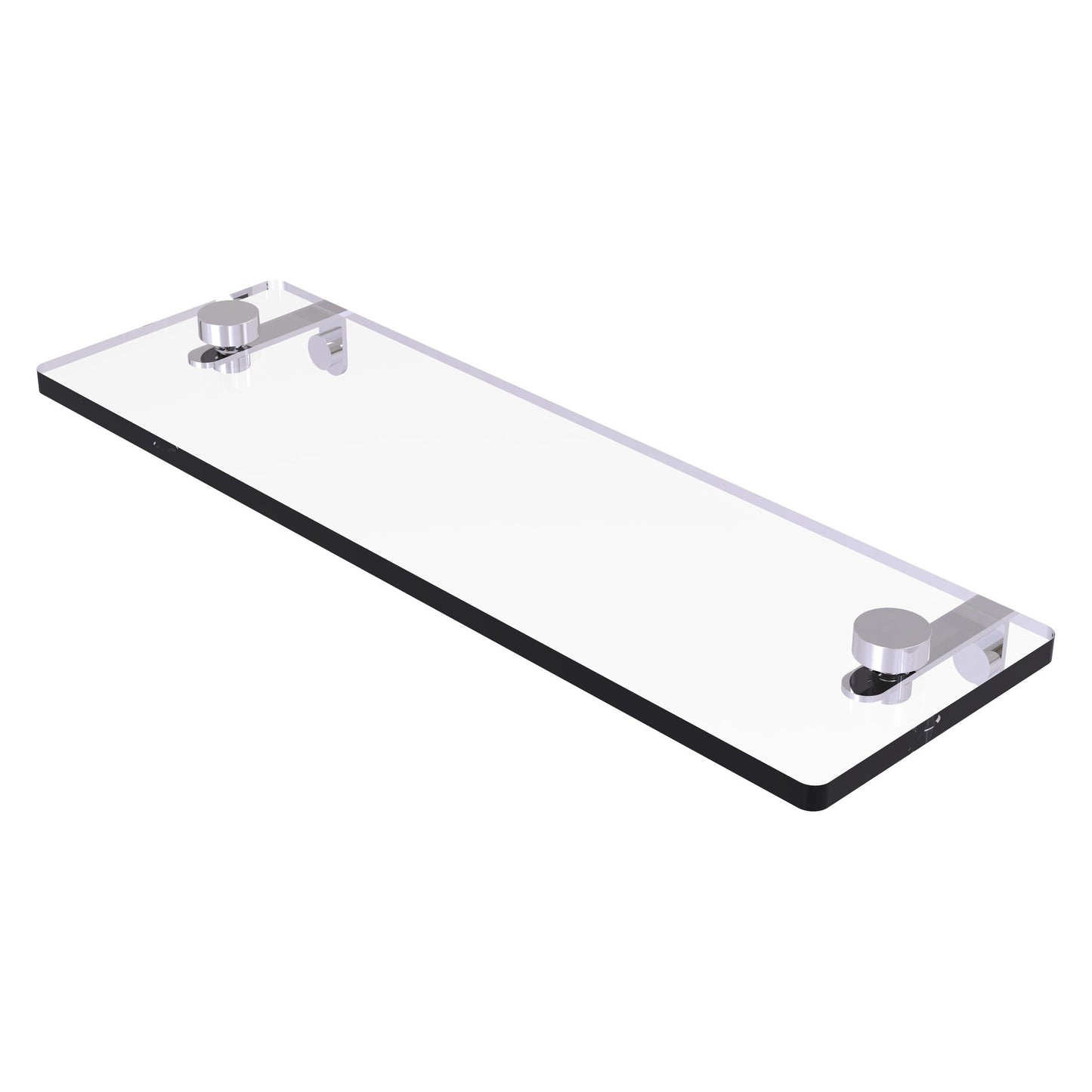Allied Brass NS-1/16 16" x 5" Polished Chrome Solid Brass Glass Vanity Shelf With Beveled Edges