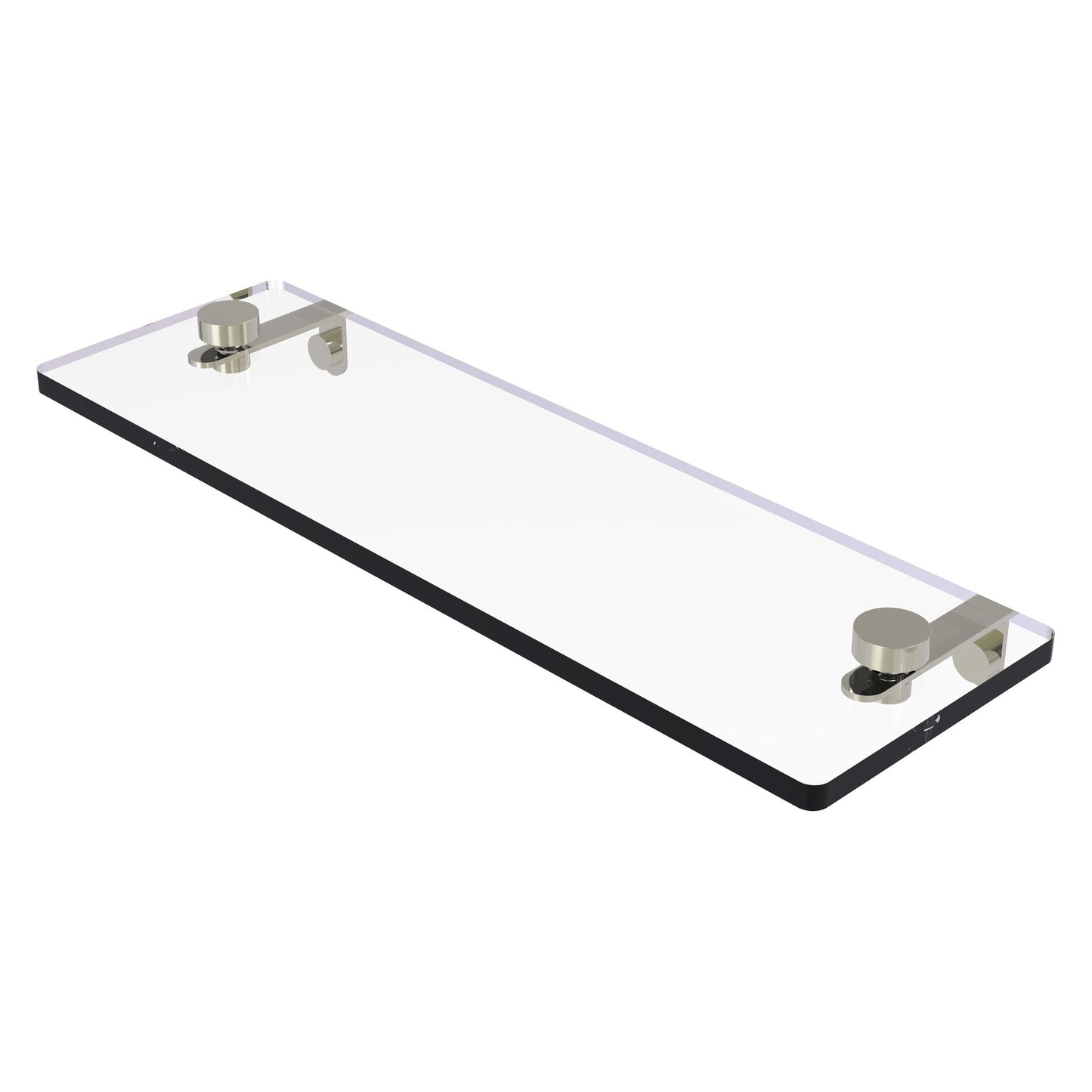Allied Brass NS-1/16 16" x 5" Polished Nickel Solid Brass Glass Vanity Shelf With Beveled Edges