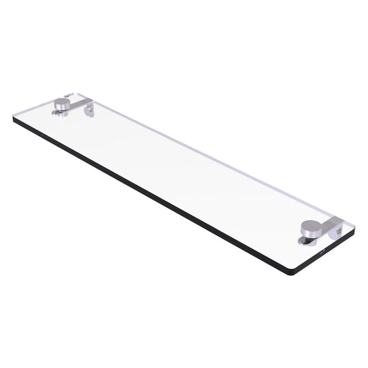 Allied Brass NS-1/16 16" x 5" Satin Chrome Solid Brass Glass Vanity Shelf With Beveled Edges