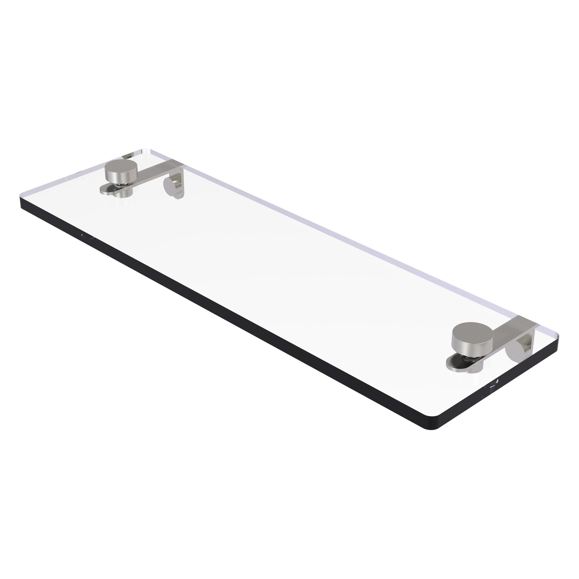 Allied Brass NS-1/16 16" x 5" Satin Nickel Solid Brass Glass Vanity Shelf With Beveled Edges