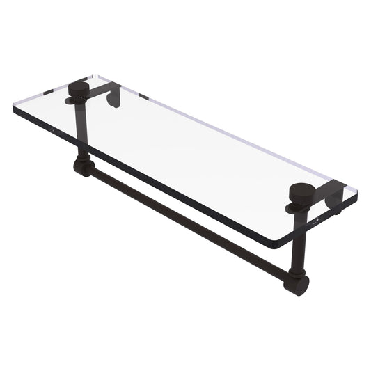 Allied Brass NS-1/16TB 16" x 5" Oil Rubbed Bronze Solid Brass Glass Vanity Shelf With Integrated Towel Bar