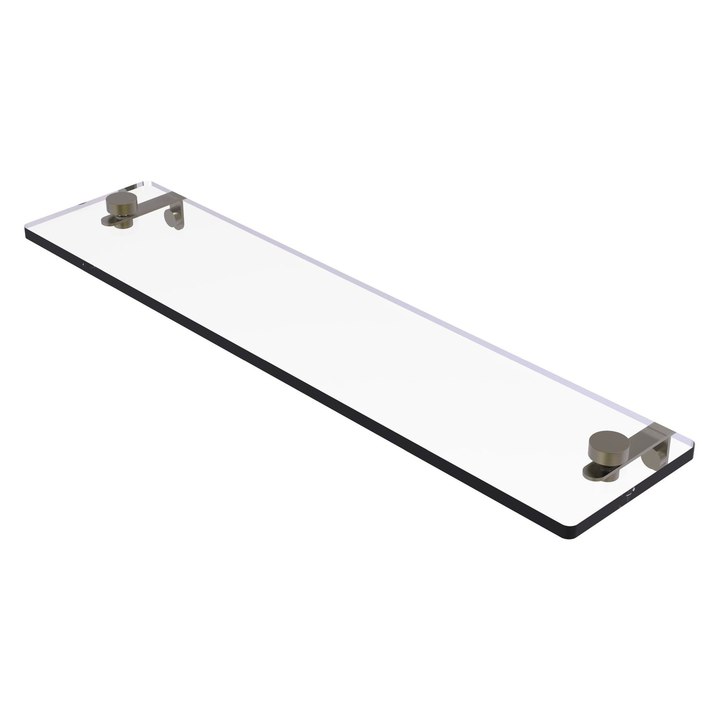Allied Brass NS-1/22 22" x 5" Antique Brass Solid Brass Glass Vanity Shelf With Beveled Edges