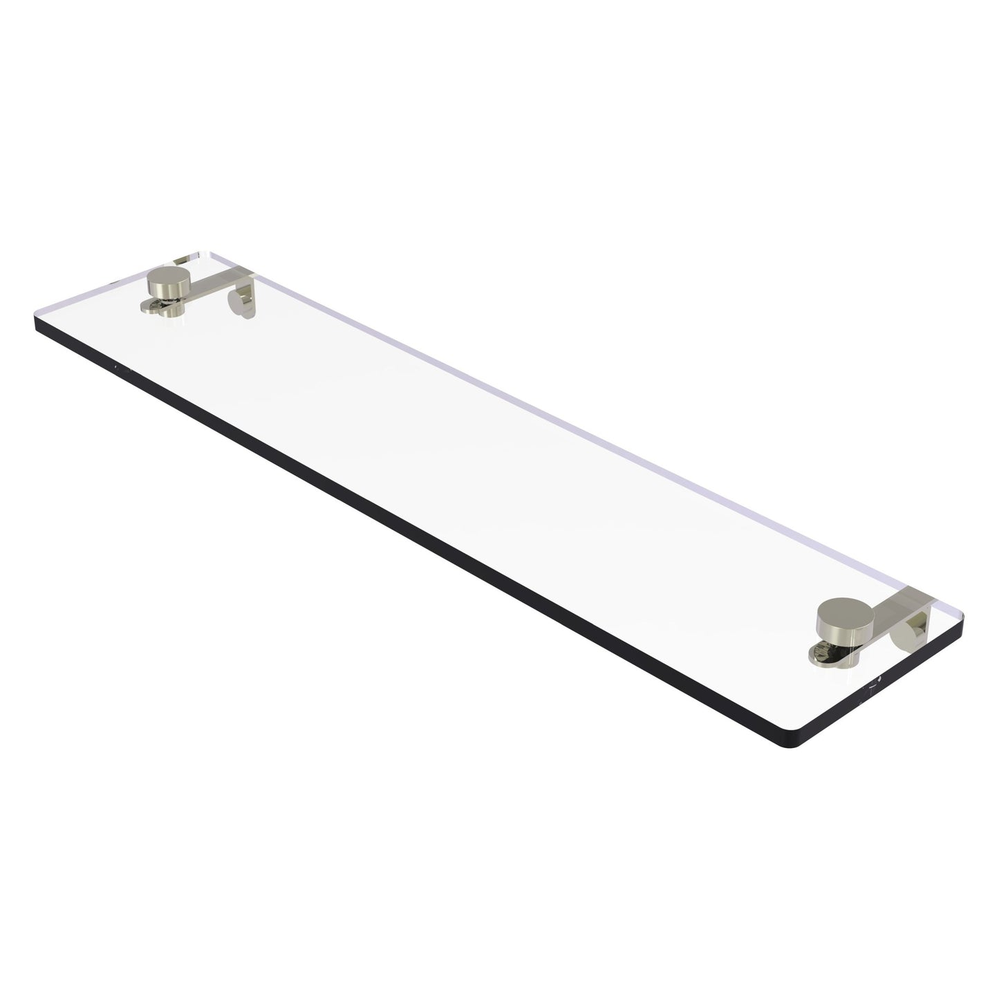 Allied Brass NS-1/22 22" x 5" Polished Nickel Solid Brass Glass Vanity Shelf With Beveled Edges