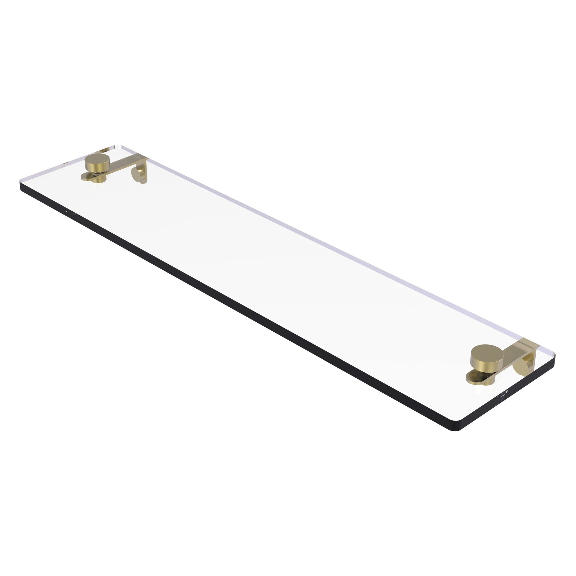Allied Brass NS-1/22 22" x 5" Satin Brass Solid Brass Glass Vanity Shelf With Beveled Edges