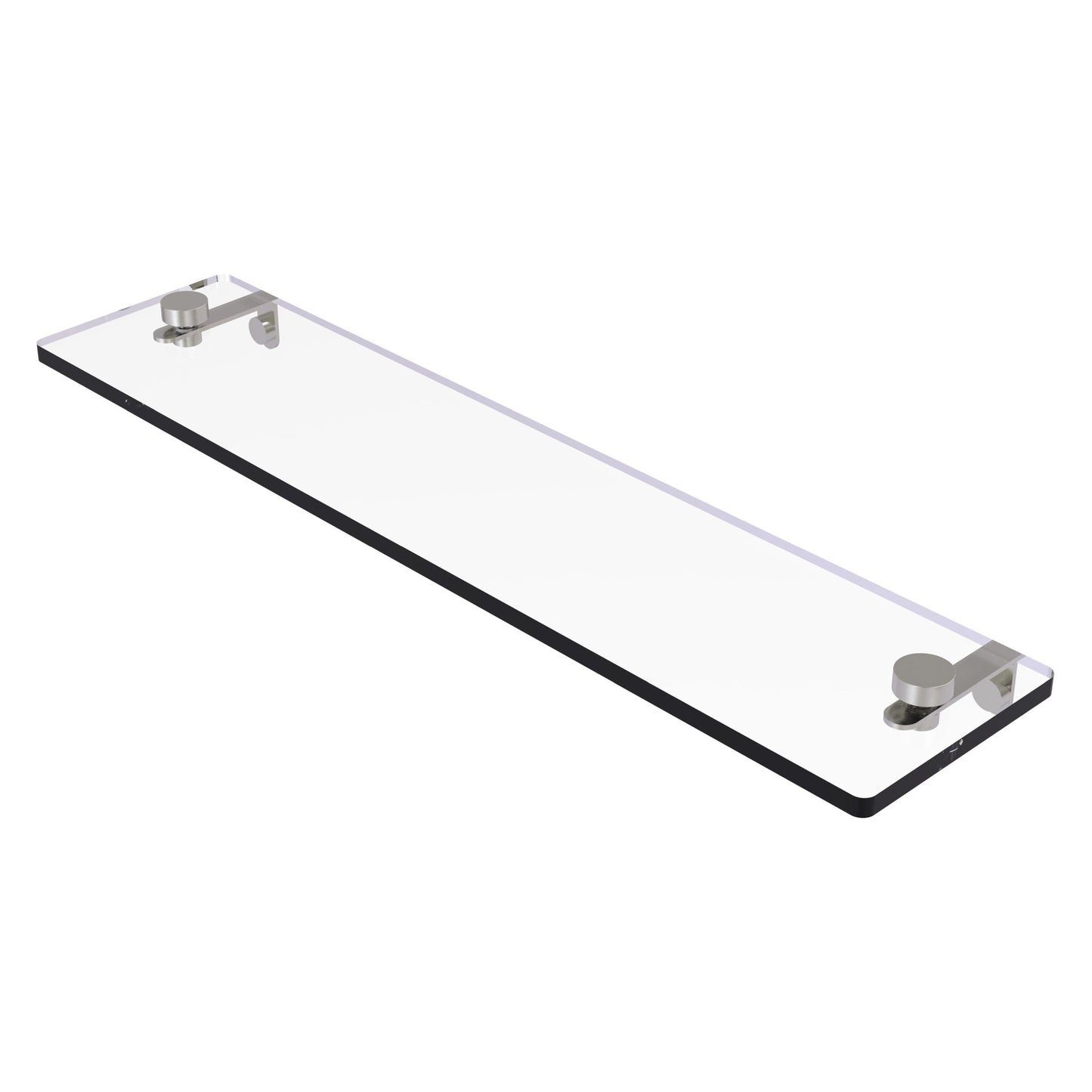 Allied Brass NS-1/22 22" x 5" Satin Nickel Solid Brass Glass Vanity Shelf With Beveled Edges