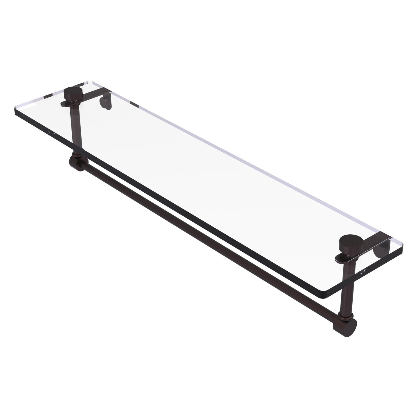 Allied Brass NS-1/22TB 22" x 5" Antique Bronze Solid Brass Glass Vanity Shelf With Integrated Towel Bar