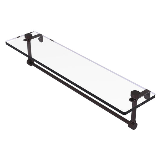 Allied Brass NS-1/22TB 22" x 5" Antique Bronze Solid Brass Glass Vanity Shelf With Integrated Towel Bar
