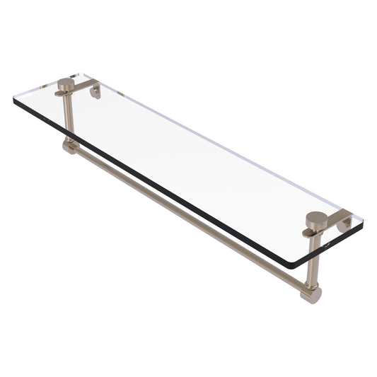 Allied Brass NS-1/22TB 22" x 5" Antique Pewter Solid Brass Glass Vanity Shelf With Integrated Towel Bar