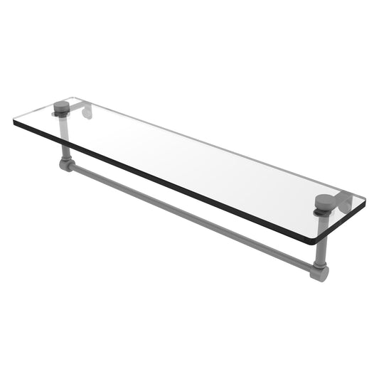 Allied Brass NS-1/22TB 22" x 5" Matte Gray Solid Brass Glass Vanity Shelf With Integrated Towel Bar