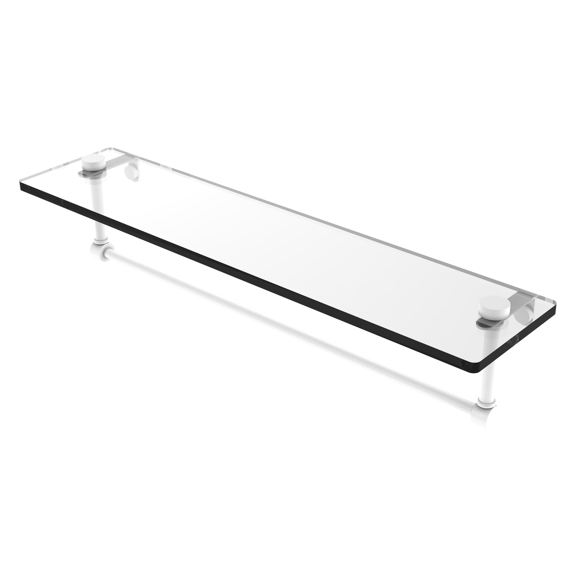 Allied Brass NS-1/22TB 22" x 5" Matte White Solid Brass Glass Vanity Shelf With Integrated Towel Bar
